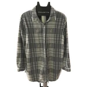 Coldwater Creek Women's 1X Gray Plaid Flannel Shirt Deer 100% Cotton Button Up